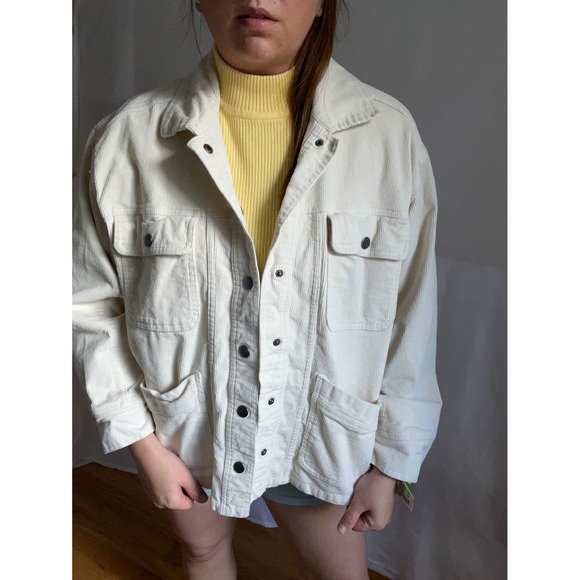 Velvet Heart jacket Womens large Oatmeal‎ Corduroy Oversized Shacket Minimalist - Picture 1 of 5